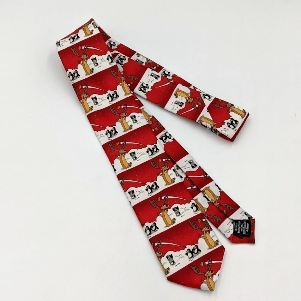 Ho Ho Ho Christmas Reindeer Penguin Tie Suit Holiday